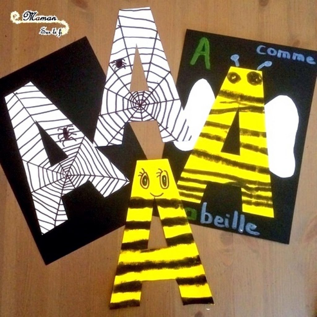 activite-enfant-abecedaire-creatif-a-comme-abeille-araignee-dessin-graphisme-peinture-sticks-mslf