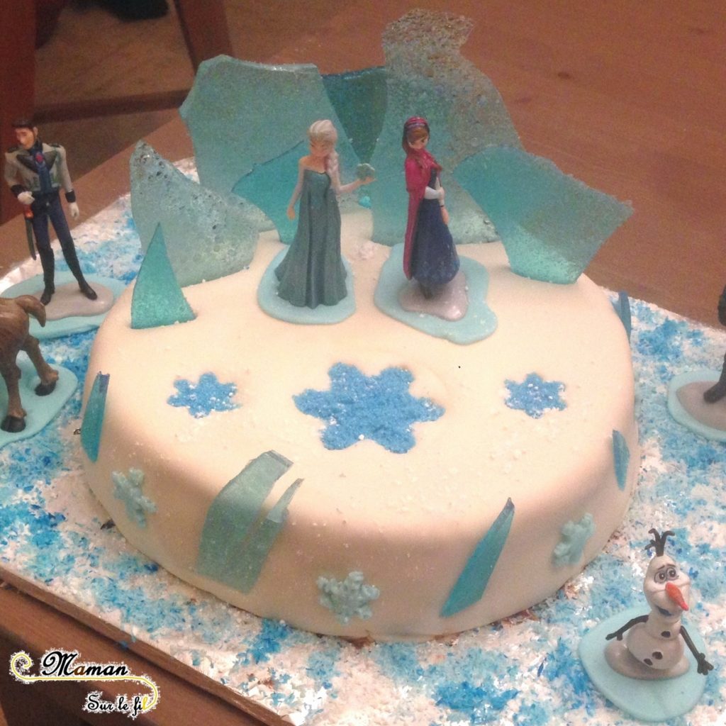 Gâteau Reine des Neiges - idée anniversaire enfants - glace banquise flocon olaf - cake design - mslf