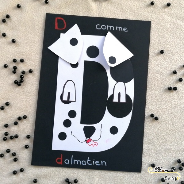 Abécédaire créatif - D comme dalmatien et damier - activité manuelle enfants - apprentissage lettres et alphabet - maternelle - mslf