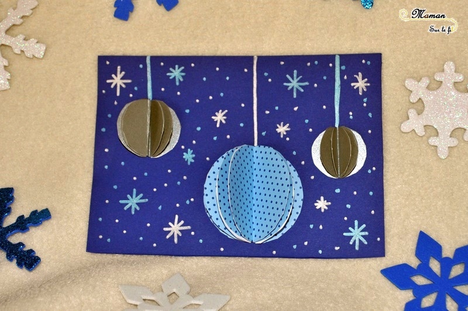 Cartes de voeux Boules de Noël 3D Activité - Maman Sur Le Fil