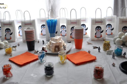 Activités et décoration anniversaire enfants thème banquise et pingouins - boules de neige à lancer dans pingouin géant - igloo en playmais - Neige - mslf
