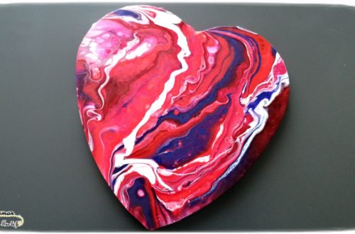 Activité enfants - Test de la technique de pouring - mélange de peinture - tableau coeur à offrir - saint-valentin - amour et amitié - fête grand-mère - diy - mslf