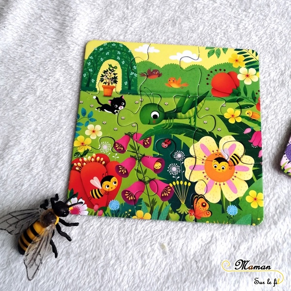 Livre et Puzzles - Le Jardin de Usborne - 3 puzzles de 9 pièces - livre cartonné premier âge insectes et jardin - test et avis - mslf