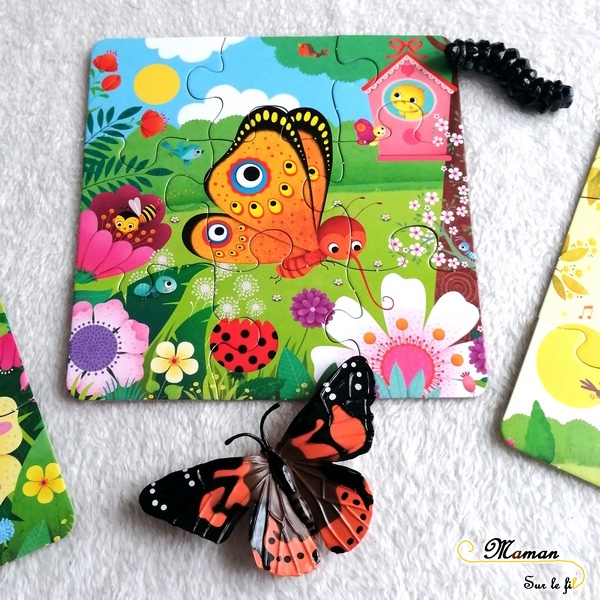 Livre et Puzzles - Le Jardin de Usborne - 3 puzzles de 9 pièces - livre cartonné premier âge insectes et jardin - test et avis - mslf