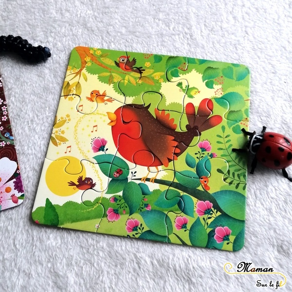 Livre et Puzzles - Le Jardin de Usborne - 3 puzzles de 9 pièces - livre cartonné premier âge insectes et jardin - test et avis - mslf