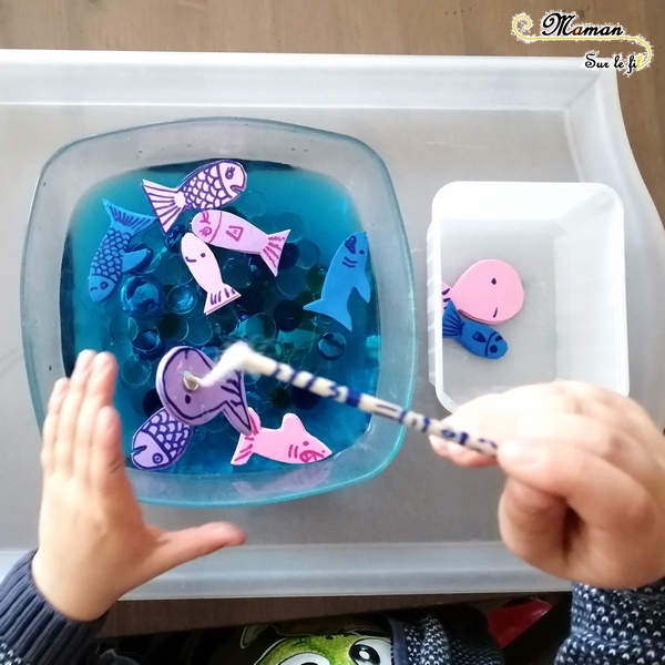 Activité enfants - fabriquer jeux pêche à la ligne DIY Faits maison - récup' - poissons aimantés - magnétique et canne à pêche - 1er avril - poisson avril - mslf