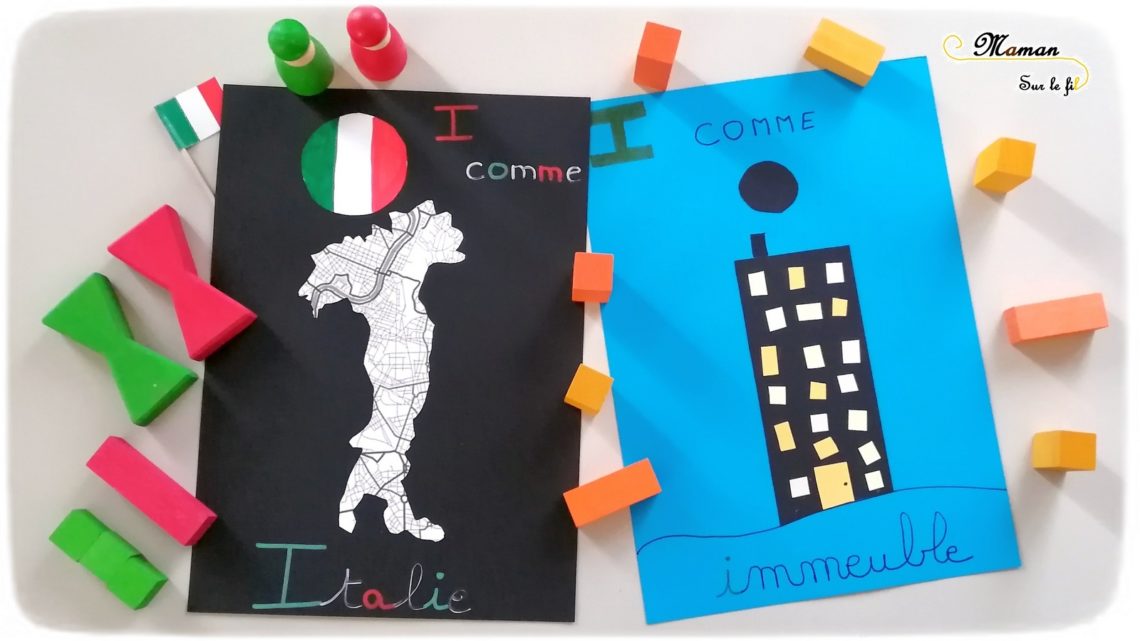 Abécédaire créatif - I comme Italie et immeuble - activité manuelle enfants - découpage collage - pays géographie - drapeau - apprentissage lettres alphabet - maternelle - mslf