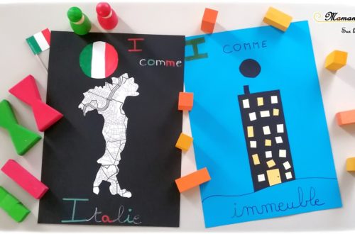 Abécédaire créatif - I comme Italie et immeuble - activité manuelle enfants - découpage collage - pays géographie - drapeau - apprentissage lettres alphabet - maternelle - mslf