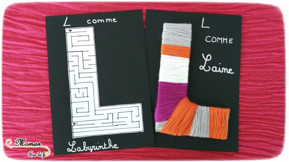 Abécédaire créatif - L comme Labyrinthe et Laine - activité manuelle enfants - dessin - bricolage carton - apprentissage lettres alphabet - maternelle - mslf