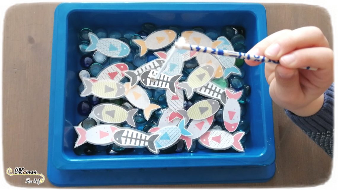 Activité enfants - fabriquer jeux pêche à la ligne DIY Faits maison - récup' - poissons aimantés - magnétique et canne à pêche - 1er avril - poisson avril - mslf