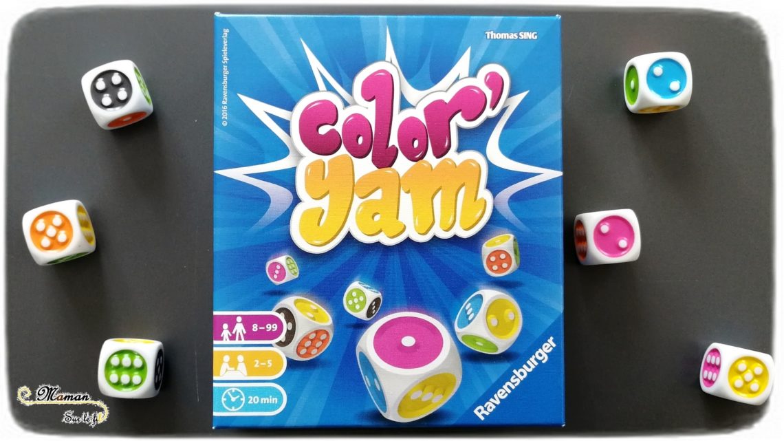 Jeu de société enfants et adultes - primaire - Clor Yam de Ravensburger - Jeu de dés et couleurs - variante du yams ou yatzee - Test et avis - mslf