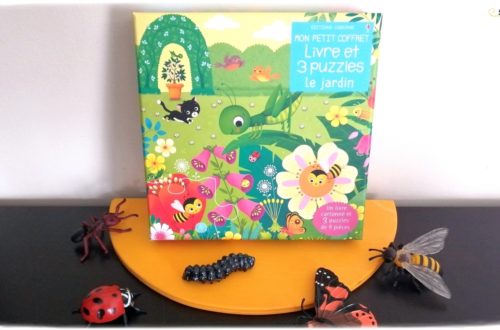 Livre et Puzzles - Le Jardin de Usborne - 3 puzzles de 9 pièces - livre cartonné premier âge insectes et jardin - test et avis - mslf