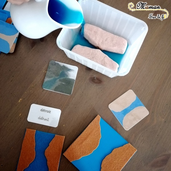 Activité enfants - découvrir travailler les contrastes et formes géographiques avec manipulation - puzzle - relief - cartes - feutrine sensoriel - eau - diy fait maison - mslf