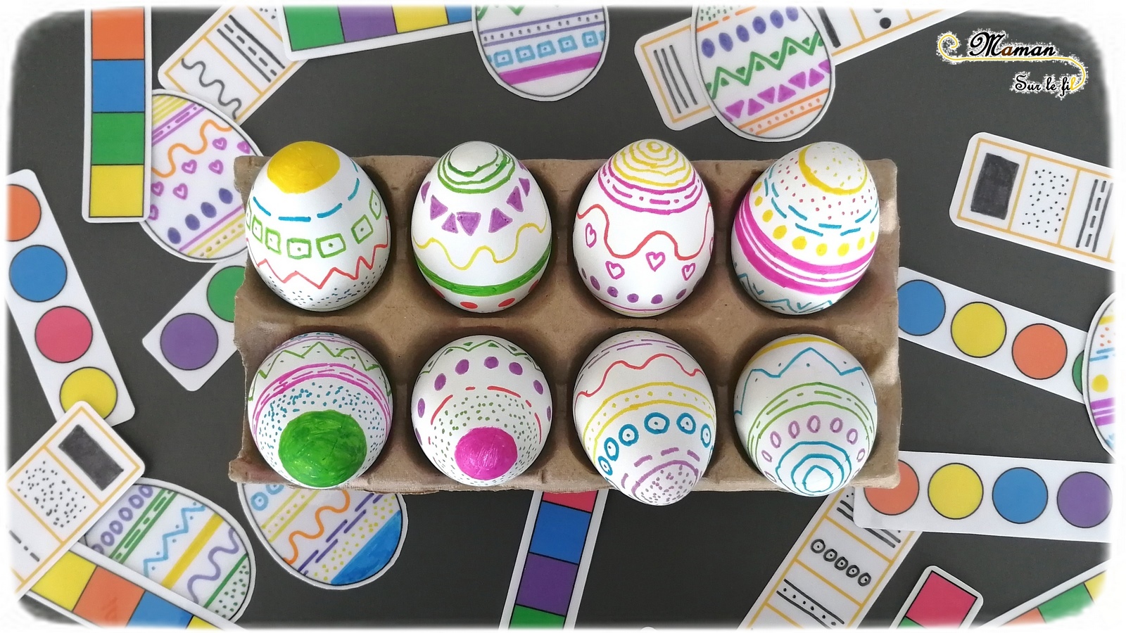 Dessin à colorier, le jeu des œufs de Pâques