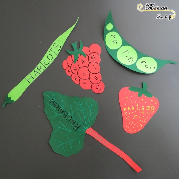 Fabriquer des pancartes pour le potager - affiche légumes et fruits - papier - découpage collage écriture aux feutres activité manuelle enfants