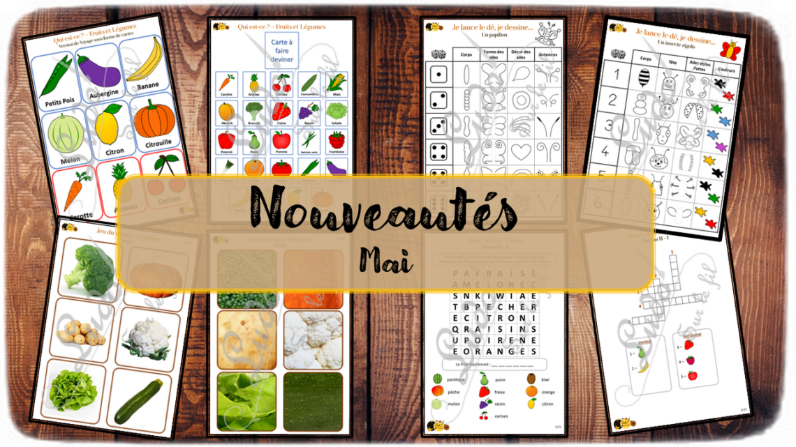 Nouveautés de mai - Boutique en ligne Ludo sur le fil - fichiers jeux pdf - fruits légumes - printemps - mslf