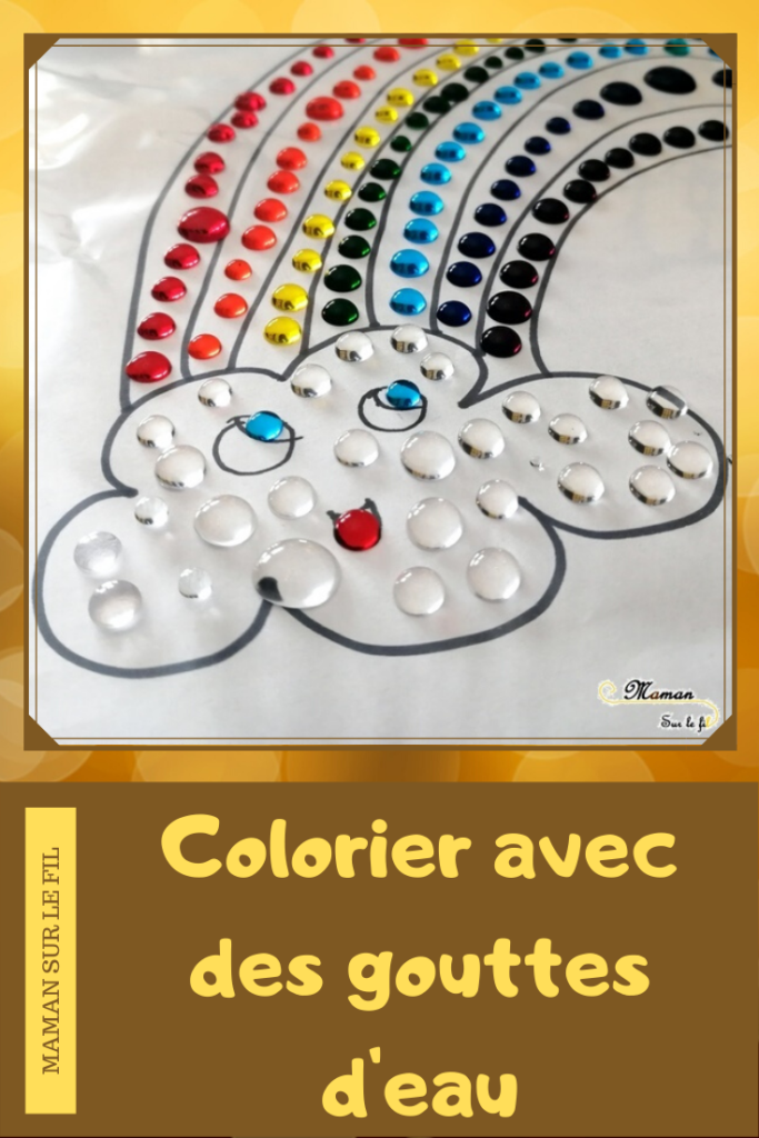 Colorier avec des gouttes d'eau - arc en ciel - fleur - printemps - papillon - chat - pipette et motricité fine - créatif - activité enfants - dessin coloriage - mslf