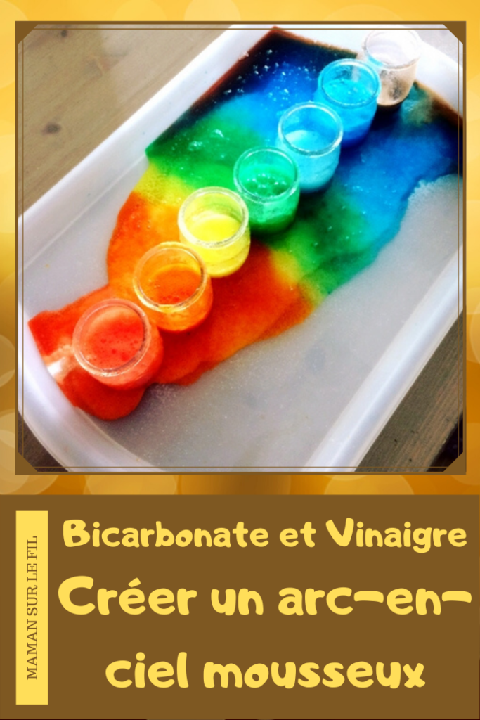 Expérience moussante - Mélange Bicarbonate et vinaigre blanc - Mélange couleurs primaires secondaires - sciences et sensoriel - Arc-en-ciel mousseux - activités enfants - mslf