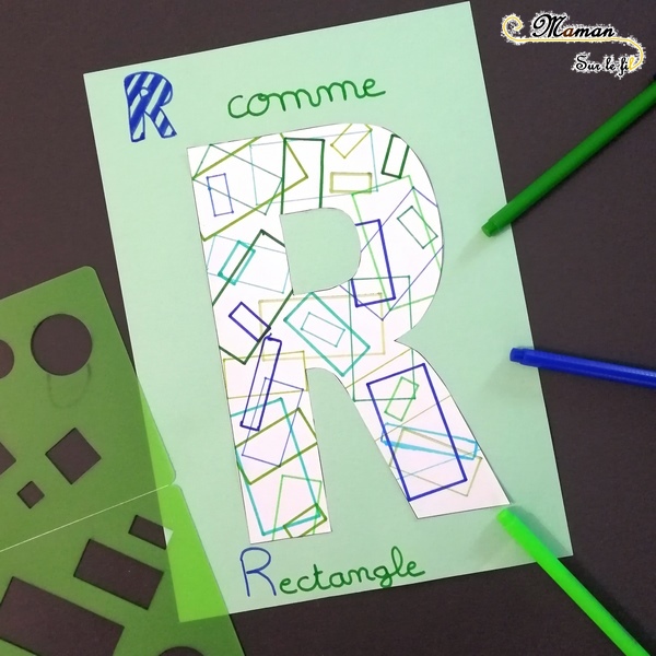 Abécédaire créatif - R comme Rectangles, Rébus et Route - activité manuelle enfants - dessin, peinture, gommettes, formes - apprentissage lettres alphabet - maternelle - mslf