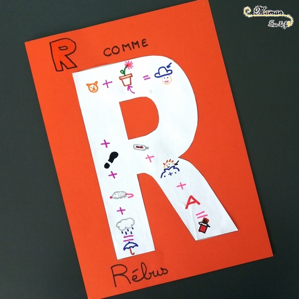 Abécédaire créatif - R comme Rectangles, Rébus et Route - activité manuelle enfants - dessin, peinture, gommettes, formes - apprentissage lettres alphabet - maternelle - mslf