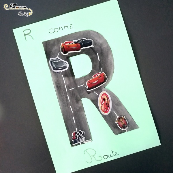 Abécédaire créatif - R comme Rectangles, Rébus et Route - activité manuelle enfants - dessin, peinture, gommettes, formes - apprentissage lettres alphabet - maternelle - mslf