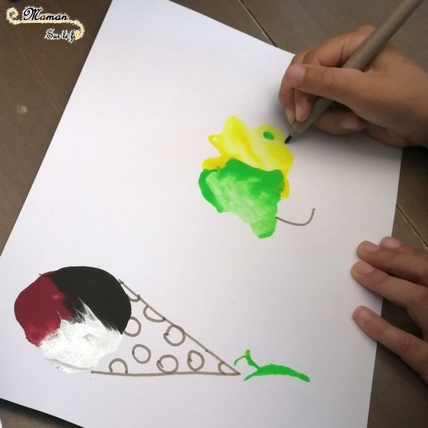 Activité Enfants - Glaces et Peinture au marteau - Dessin Graphisme Cornet - Eclaboussures - Art visuel Maternelle - Activité créative été - mslf