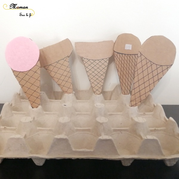 Activité Enfants - créer une marchande de glaces - Jouer au marchand de glaces - TRavail sur monnaie et rendu - DIY Récup Carton - Activité imitation été - mslf