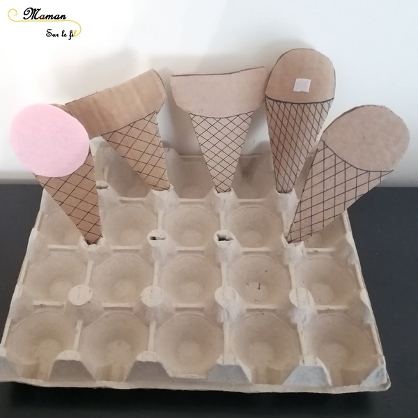 Activité Enfants - créer une marchande de glaces - Jouer au marchand de glaces - TRavail sur monnaie et rendu - DIY Récup Carton - Activité imitation été - mslf