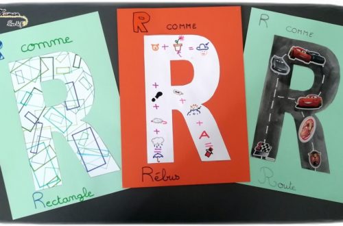 Abécédaire créatif - R comme Rectangles, Rébus et Route - activité manuelle enfants - dessin, peinture, gommettes, formes - apprentissage lettres alphabet - maternelle - mslf