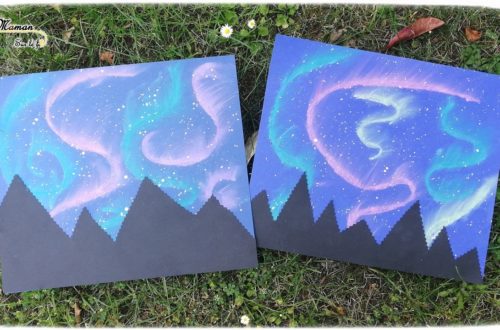 Activité enfants - Créer des aurores boréales avec des pastels - Pôle Nord Hiver - Nuit, ciel et banquise - mslf