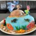 Gâteaux Eté et plage - idée anniversaire enfants - Poisson, Zig et Sharko - Reine des neiges et Olaf, Dauphins, Mer, Océan, Tropiques - dessin animé - pâte à sucre, glaçage - cake design - mslf