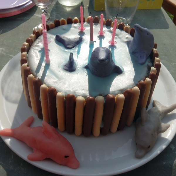 Gâteaux Eté et plage - idée anniversaire enfants - Poisson, Zig et Sharko - Reine des neiges et Olaf, Dauphins, Mer, Océan, Tropiques - dessin animé - pâte à sucre, glaçage - cake design - mslf