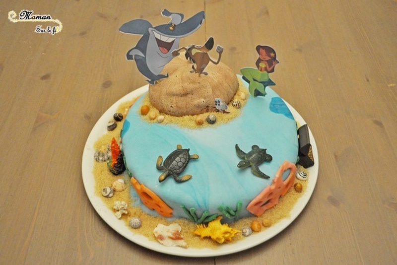 Gâteaux Eté et plage - idée anniversaire enfants - Poisson, Zig et Sharko - Reine des neiges et Olaf, Dauphins, Mer, Océan, Tropiques - dessin animé - pâte à sucre, glaçage - cake design - mslf