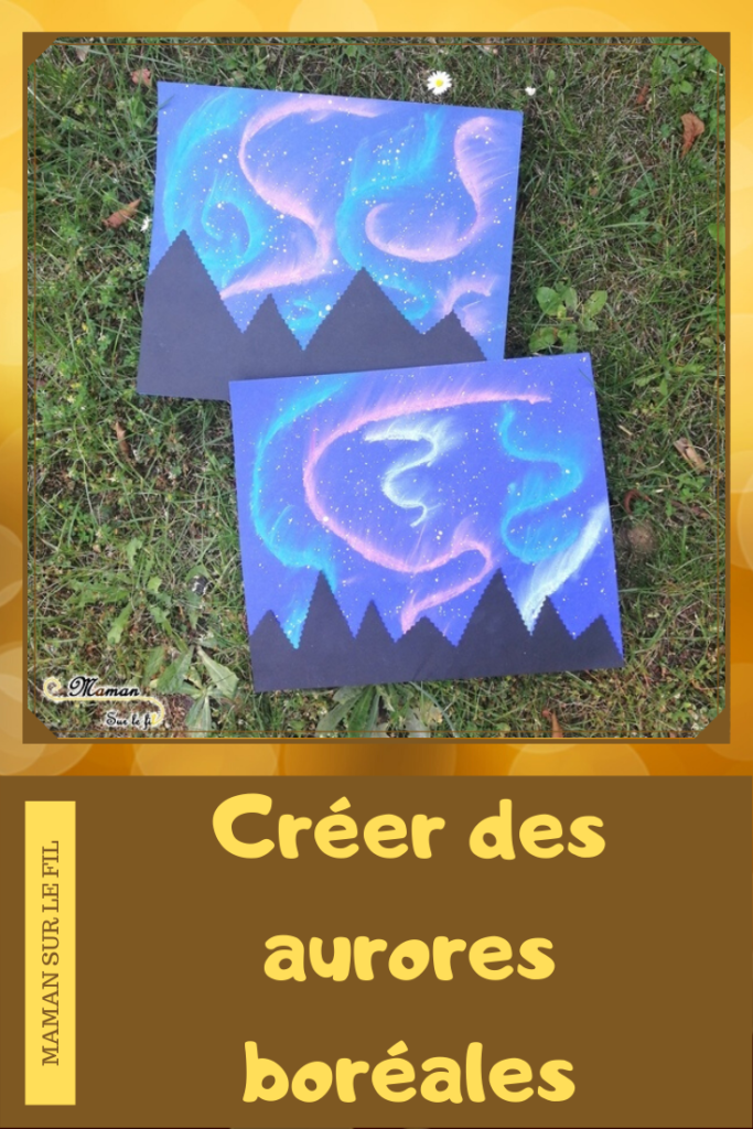 Activité enfants - Créer des aurores boréales avec des pastels - Pôle Nord Hiver - Nuit, ciel et banquise - mslf