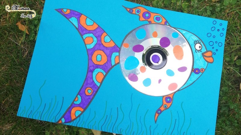 Créer un poisson avec un CD - Récup' - Dessin, graphisme, coloriage - gommettes - activité créative enfants - arts visuels maternelle - Eté avril - mer - mslf