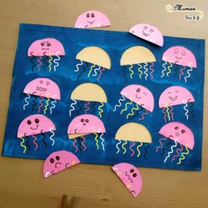 Puzzle méduses en carton - idée récup - activité enfants - diy fait maison - association couleurs tentacules - logique - casse-tete - filaments - maternelle - mslf