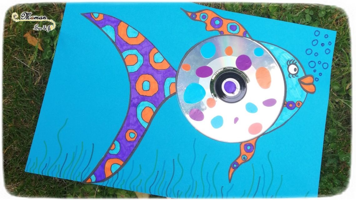 Créer un poisson avec un CD - Récup' - Dessin, graphisme, coloriage - gommettes - activité créative enfants - arts visuels maternelle - Eté avril - mer - mslf