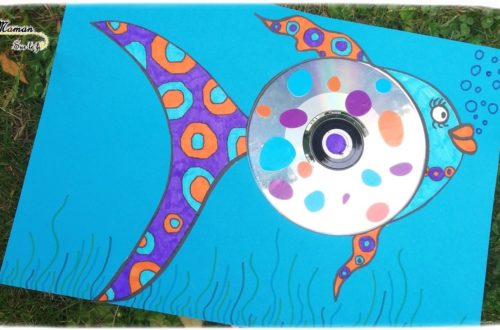 Créer un poisson avec un CD - Récup' - Dessin, graphisme, coloriage - gommettes - activité créative enfants - arts visuels maternelle - Eté avril - mer - mslf