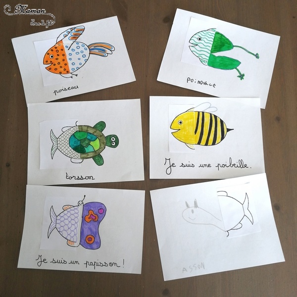 Activité créative enfants - Inventer des mi-poissons - Invitation à créer - dessin - Animaux imaginaires pour le premier avril l'été ou la mer - Arts Visuels Elémentaire Cycle 2 et 3 - mslf