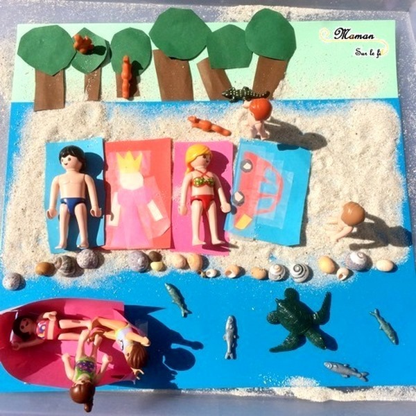 Bac sensoriel de l'été - Invitation à jouer et créer Sable et Coquillages - Plage mer - Activité créative enfants - mslf