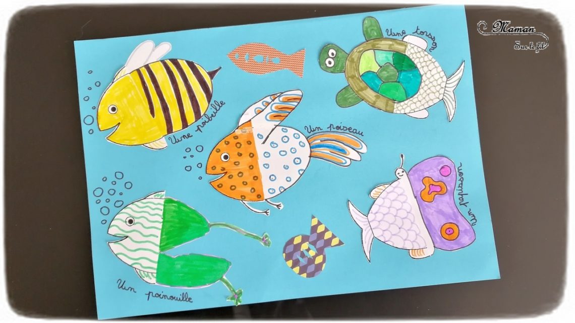 Activité créative enfants - Inventer des mi-poissons - Invitation à créer - dessin - Animaux imaginaires pour le premier avril l'été ou la mer - Arts Visuels Elémentaire Cycle 2 et 3 - mslf