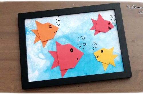 Aquarium, mer en peinture aux bulles - poissons en origami - Pliage papier - Poissons et été - Fonds marins - arts visuels maternelle - activité créative enfants - mslf