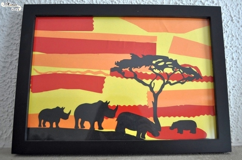 Créer des tableaux de la savane au soleil couchant en 3 façons - Utilisation de différentes techniques : découpage, collage - peinture en stick - peinture éponge couleurs et dégradé - Ombre animaux, arbre, femme - arts visuels maternelle - activité créative enfants - mslf