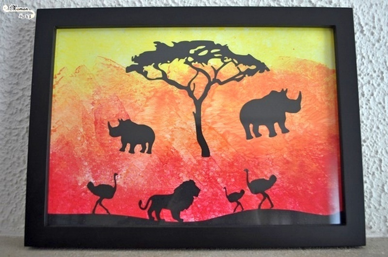 Créer des tableaux de la savane au soleil couchant en 3 façons - Utilisation de différentes techniques : découpage, collage - peinture en stick - peinture éponge couleurs et dégradé - Ombre animaux, arbre, femme - arts visuels maternelle - activité créative enfants - mslf