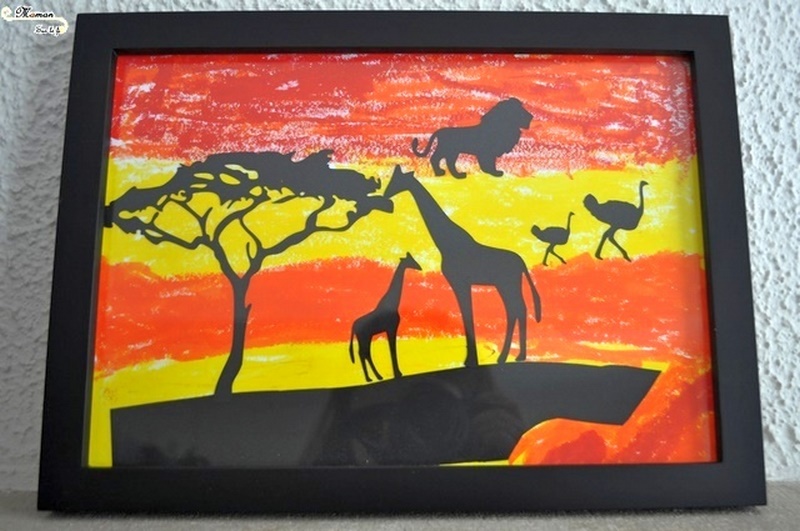 Créer des tableaux de la savane au soleil couchant en 3 façons - Utilisation de différentes techniques : découpage, collage - peinture en stick - peinture éponge couleurs et dégradé - Ombre animaux, arbre, femme - arts visuels maternelle - activité créative enfants - mslf