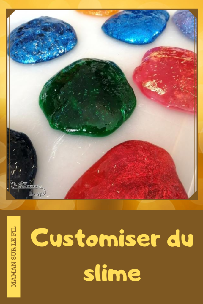 Customiser, personnaliser du slime selon les thèmes - activité sensorielle et créative enfants - Paillettes, perles, colorants - Différentes textures - Toucher et patouille - mslf