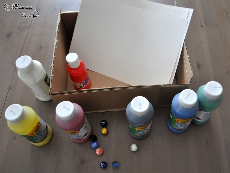 Acticité créative enfants - technique de peinture rigolote - Peinture aux billes - Arts visuels - Feu d'artifice et mélange de couleurs - maternelle - mslf