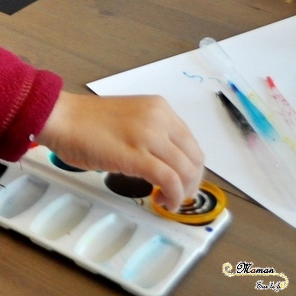 Activité créative enfants - technique de peinture rigolote - Peinture à la toupie - Arts visuels - encre ett spirales - maternelle - mslf