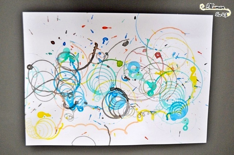 Activité créative enfants - technique de peinture rigolote - Peinture à la toupie - Arts visuels - encre ett spirales - maternelle - mslf