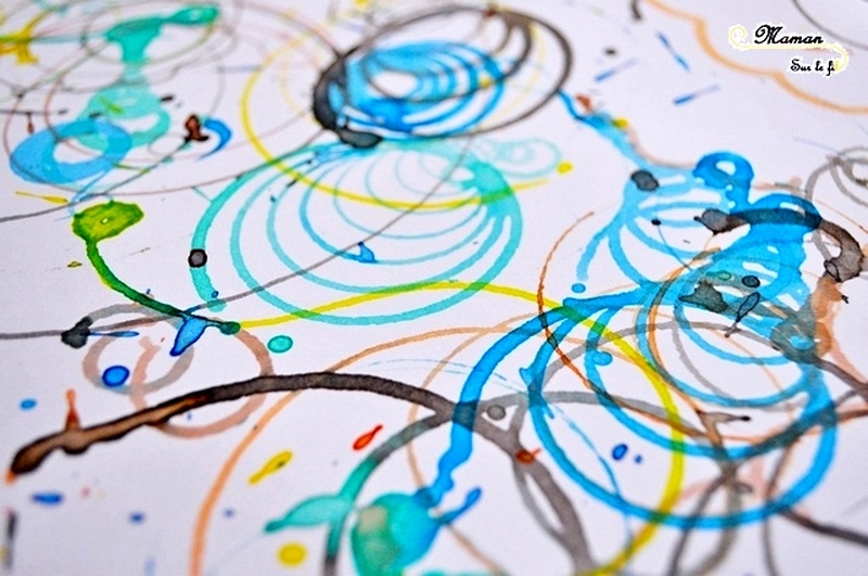 Activité créative enfants - technique de peinture rigolote - Peinture à la toupie - Arts visuels - encre ett spirales - maternelle - mslf